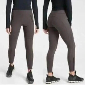 Athleta Women’s Headlands Hybrid Moto Tight Zipper Pockets Taupe Size 6